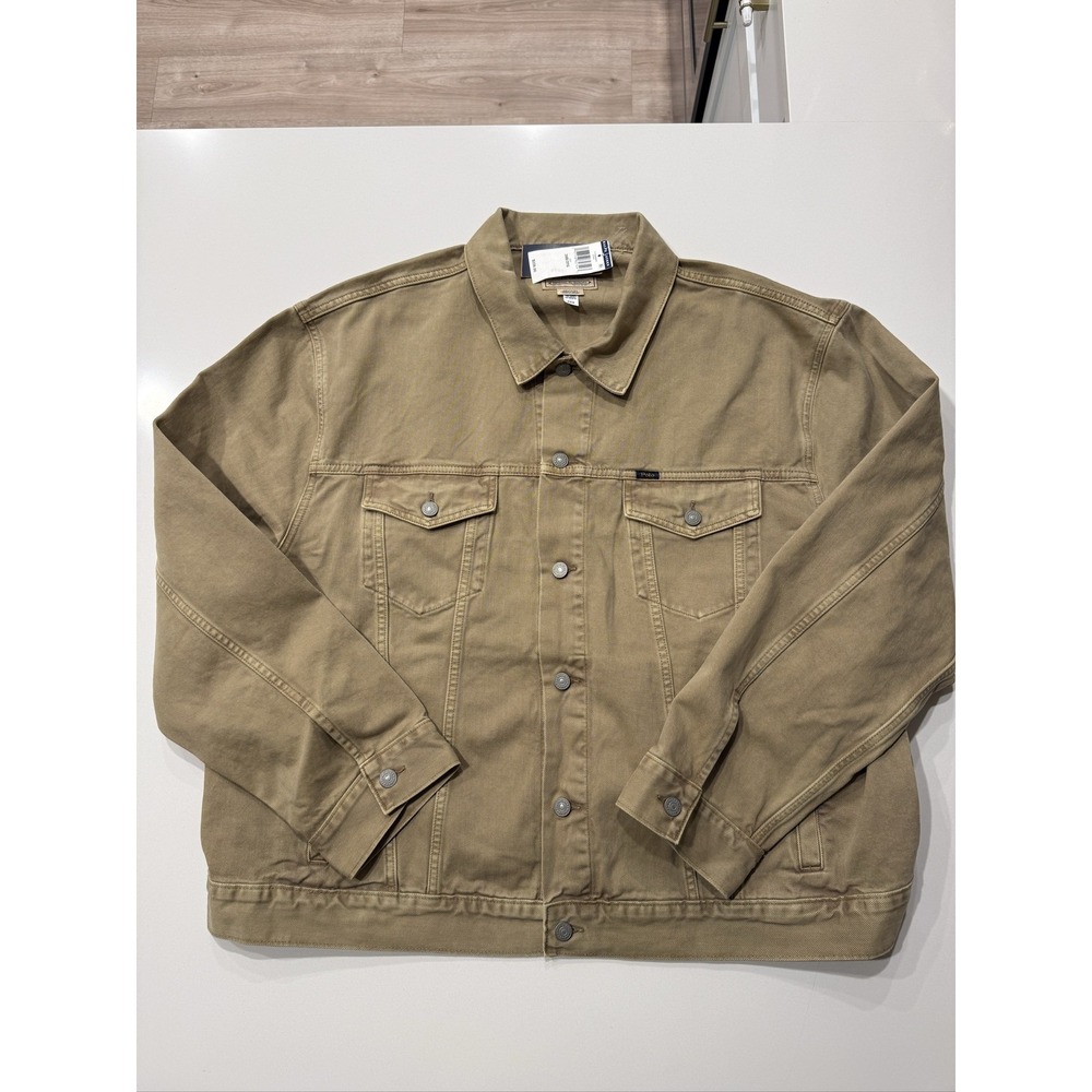 Polo Ralph Lauren Icon Trucker Jacket Men Big 3X Beige Cotton Canvas Button